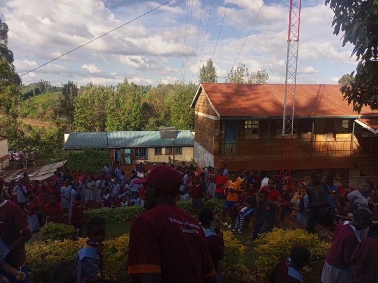 The school community gathered at Kambui School for the Hearing Impaired